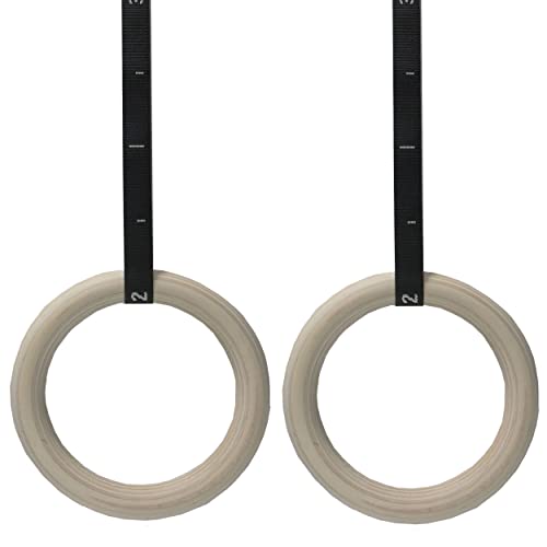 VLFit Turnringe Holz Gymnastikringe Ringe Turnen für Fitness mit Hochfeste Nylon Gurtbänder mit Schnellschnallverschlüßen aus Metall verstellbaren, 28 mm oder 32mm von VLFit