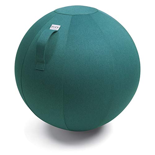 VLUV BOL LEIV Stoff-Sitzball, ergonomisches Sitzmöbel für Schulkinder u.v.m., Farbe: Dark Petrol (blau-grün), Ø 50cm - 55cm, Möbelbezugsstoff, robust und formstabil, mit Tragegriff von VLUV
