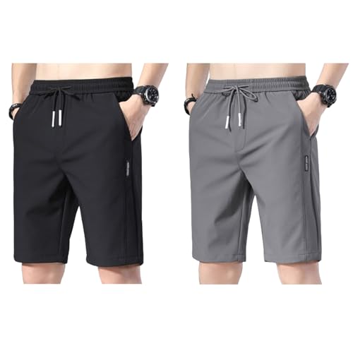 Bevawear Herren-Shorts, schnell trocknende Herren-Shorts aus Eisseiden-Stretch, lässige Sport-Shorts für Herren (1,XL) von VNDUIFH