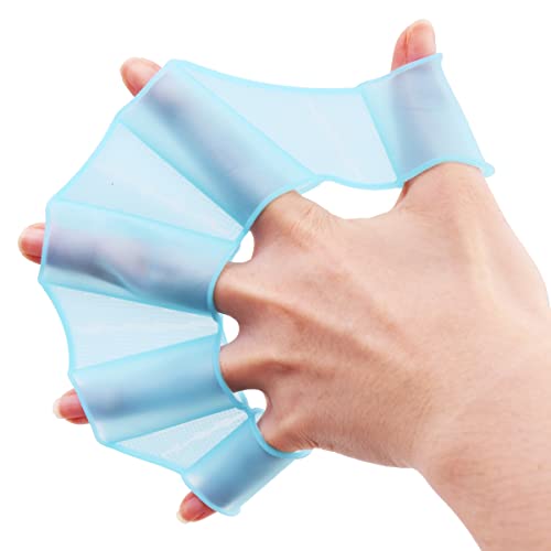 VOANZO 2 Paar Schwimm-Handpaddel-Handschuhe Handfläche Schwimmausrüstung Froschklause Surfen Paddel Wasserschwimmen zum Schnorcheln für Kinder Frauen Männer zum Schwimmtraining ((Blau, M+L) von VOANZO