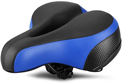 VOANZO Fahrradsitz Fahrradsattel, Soft Wide Fahrradsattel Fahrradsitz Kissen für MTB Road Gel Comfort Hybrid Radfahrer (blau und schwarz) von VOANZO