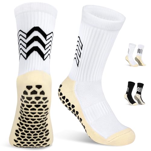 VOBUKE Fußballsocken Grip Socken Fussball Kinder Antirutsch Sportsocken Jungen Baumwolle Rutschfeste Stutzen Mädchen Atmungsaktive Gummi Pads Elastische Socken für Tennis Basketball Rugby Alter 6~12 von VOBUKE