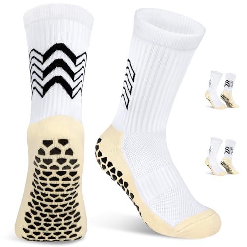 VOBUKE Fußballsocken Grip Socken Fussball Kinder Antirutsch Sportsocken Jungen Baumwolle Rutschfeste Stutzen Mädchen Atmungsaktive Gummi Pads Elastische Socken für Tennis Basketball Rugby Alter 6~12 von VOBUKE