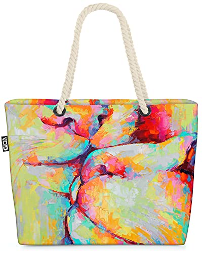 VOID Abstrakt Farben Gemälde Strandtasche Shopper 58x38x16cm 23L XXL Einkaufstasche Tasche Reisetasche Beach Bag von VOID