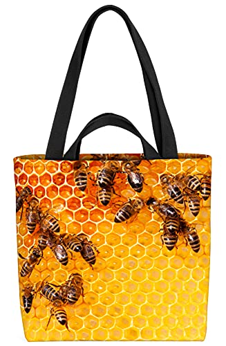 VOID Bienen Honig Bienenwabe Tasche 33x33x14cm,15l Einkaufs-Beutel Shopper Einkaufs-Tasche Bag von VOID