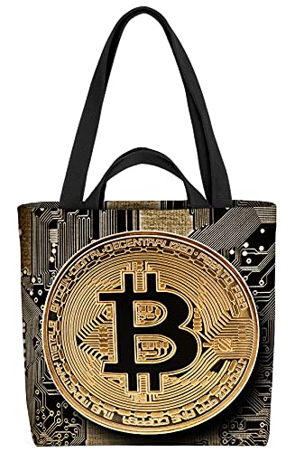 VOID Bitcoin Krypto Digital Tasche 33x33x14cm,15l Einkaufs-Beutel Shopper Einkaufs-Tasche Bag von VOID