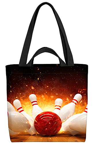 VOID Bowling Strike Bowlingbahn Tasche 33x33x14cm,15l Einkaufs-Beutel Shopper Einkaufs-Tasche Bag von VOID