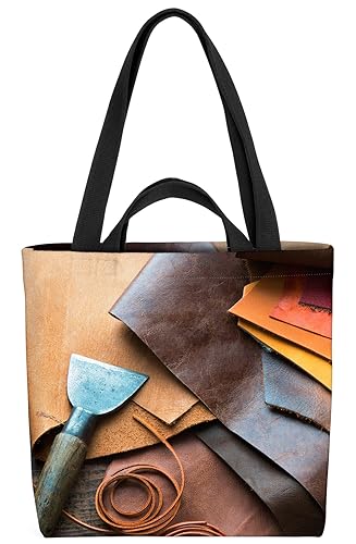 VOID DIY Handwerk Leder Tasche 33x33x14cm,15l Einkaufs-Beutel Shopper Einkaufs-Tasche Bag von VOID