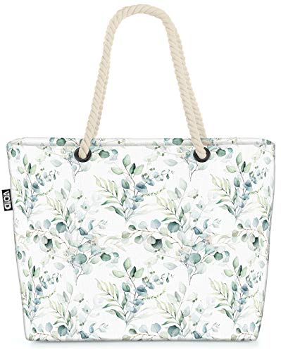 VOID Elegant Aquarell Blätter Strandtasche Shopper 58x38x16cm 23L XXL Einkaufstasche Tasche Reisetasche Beach Bag von VOID