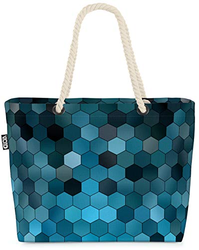 VOID Hexagon Grafisches Muster Strandtasche Shopper 58x38x16cm 23L XXL Einkaufstasche Tasche Reisetasche Beach Bag von VOID