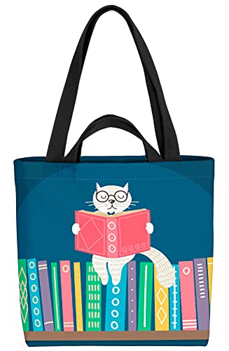 VOID Katze Lesen Geschichten Tasche 33x33x14cm,15l Einkaufs-Beutel Shopper Einkaufs-Tasche Bag von VOID