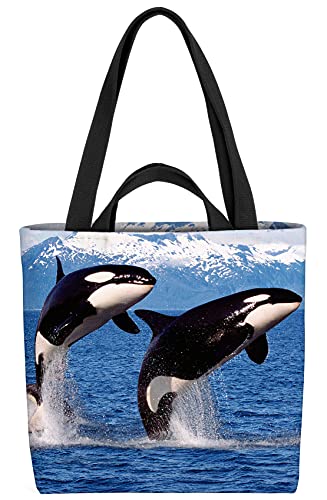 VOID Killer Wal Orca Meer Tasche 33x33x14cm,15l Einkaufs-Beutel Shopper Einkaufs-Tasche Bag von VOID