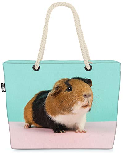 VOID Meerschweinchen rosa Strandtasche Shopper 58x38x16cm 23L XXL Einkaufstasche Tasche Reisetasche Beach Bag von VOID