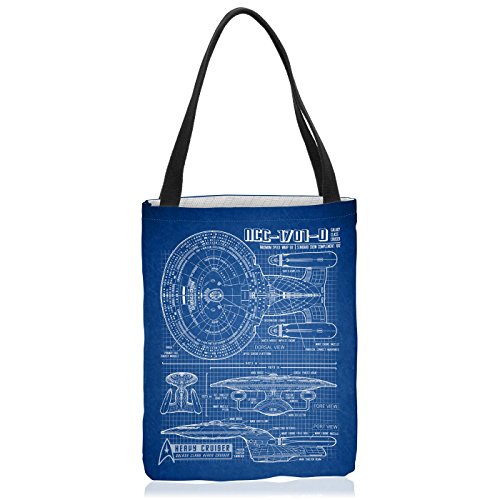 VOID NCC-1701-D Blaupause Tasche Einkaufs-Beutel Polyester Shopper Einkaufs-Tasche Bag Trek Trekkie Star, Polyestertasche Größe:Medium von VOID