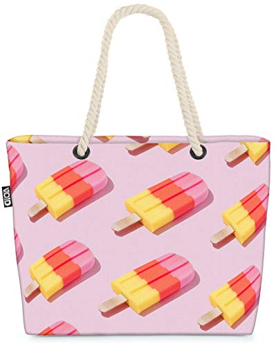 VOID Sommer EIS Muster Strandtasche Shopper 58x38x16cm 23L XXL Einkaufstasche Tasche Reisetasche Beach Bag von VOID