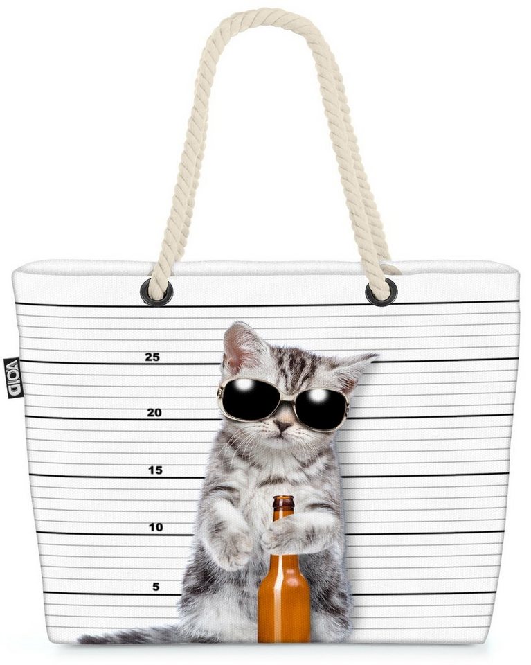 VOID Strandtasche (1-tlg), Coole Katze Sonnenbrille katze haustier tier kätzchen bier alkohol al von VOID