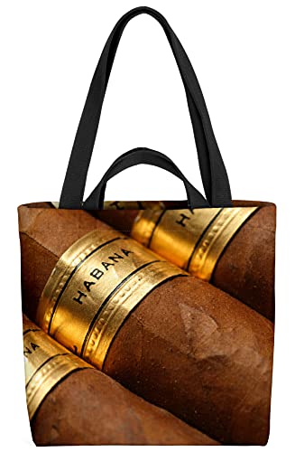 VOID Whiskey Zigarre Holz Tasche 33x33x14cm,15l Einkaufs-Beutel Shopper Einkaufs-Tasche Bag von VOID