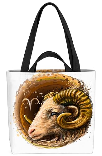 VOID Widder Sternzeichen Astrologie Tasche 33x33x14cm,15l Einkaufs-Beutel Shopper Einkaufs-Tasche Bag von VOID