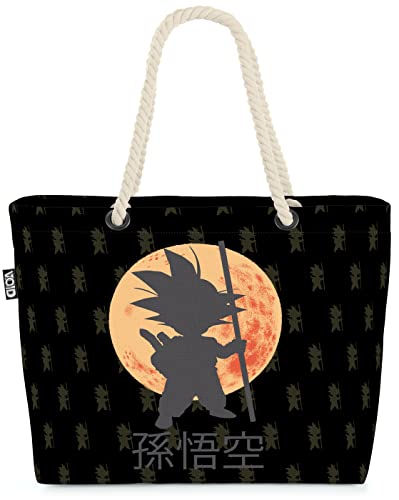 VOID XXL Strandtasche Young Goku Moon Shopper Tasche 58x38x16cm 23L Beach Bag, Kissen Farbe:Schwarz von VOID