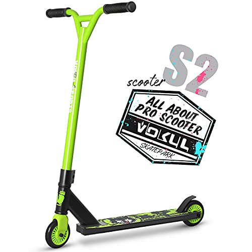 VOKUL TRII S2 Pro Stunt Scooter - Freestyle Tricks Stuntscooter Roller mit 100mm Rädern - mit 360 Grad schwenkbare Chromoly Lenker für 6+ Kinder & Erwachsene Trickscooter von VOKUL