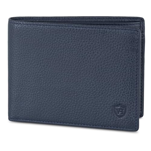 VON HEESEN Leder Geldbörse RFID Schutz I Echtleder Geldbeutel für Damen & Herren I Portemonnaie Brieftasche Wallet Portmonee (Blau) von VON HEESEN