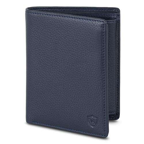 VON HEESEN Leder Geldbörse RFID Schutz I Echtleder Geldbeutel für Damen & Herren I Portemonnaie Brieftasche Wallet Portmonee (Blau) von VON HEESEN