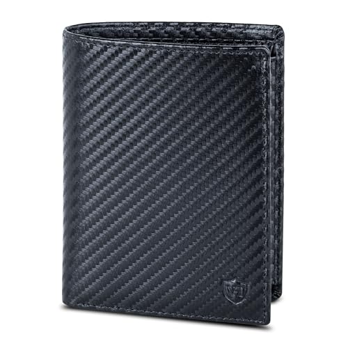 VON HEESEN Leder Geldbörse RFID Schutz I Echtleder Geldbeutel für Damen & Herren I Portemonnaie Brieftasche Wallet Portmonee (Carbon-Schwarz) von VON HEESEN