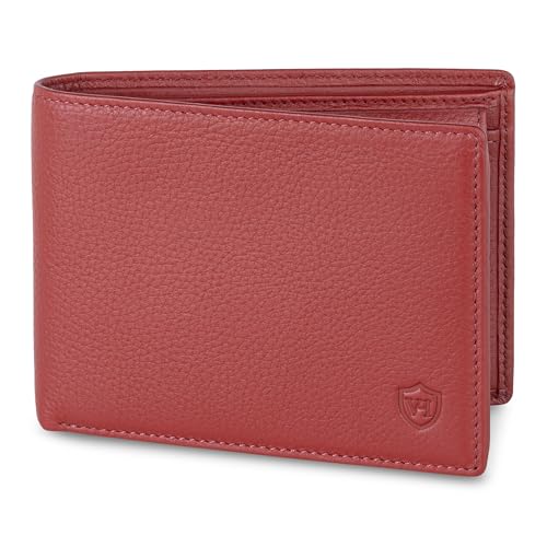 VON HEESEN Leder Geldbörse RFID Schutz I Echtleder Geldbeutel für Damen & Herren I Portemonnaie Brieftasche Wallet Portmonee (Rot) von VON HEESEN