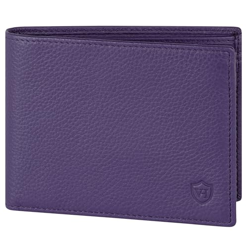 VON HEESEN Leder Geldbörse RFID Schutz I Echtleder Geldbeutel für Damen & Herren I Portemonnaie Brieftasche Wallet Portmonee (Violet) von VON HEESEN