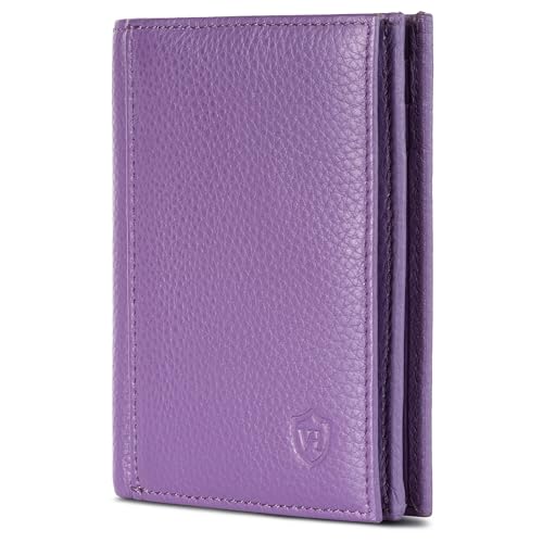 VON HEESEN® Leder Geldbörse mit Münzfach & RFID Schutz Herren & Damen - Echtleder Geldbeutel für Männer & Frauen - Portemonnaie Brieftasche Wallet Portmonee (Violet) von VON HEESEN