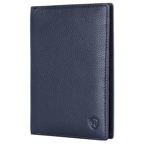 VON HEESEN® Reisepasshülle Leder Etui mit RFID-Schutz - Passhülle Passport Reisepass Mappe Hülle Organizer - Reiseorganizer für Damen & Herren (Dunkelblau) von VON HEESEN