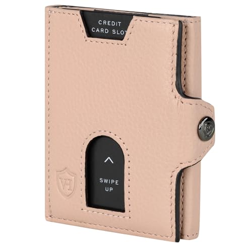 VON HEESEN Slim Wallet mit Münzfach & RFID Schutz - Leder Geldbörse Herren klein - Mini Geldbeutel Damen Portmonee - Kartenetui Echtleder Karten Portemonnaie - Kreditkartenetui Rose von VON HEESEN