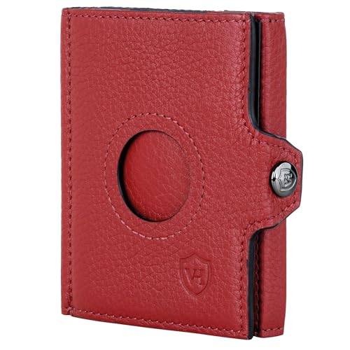 VON HEESEN Airtag Slim Wallet (Mini MÜNZFACH & AIRTAG Fach, Rot) von VON HEESEN