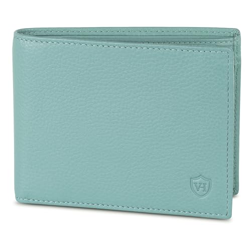 VON HEESEN Leder Geldbörse RFID Schutz I Echtleder Geldbeutel für Damen & Herren I Portemonnaie Brieftasche Wallet Portmonee (Türkis) von VON HEESEN