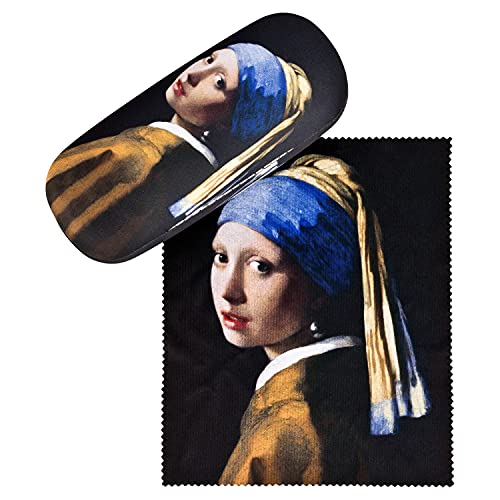 VON LILIENFELD Brillenetui Jan Vermeer: Das Mädchen mit dem Perlenohrring Kunst Motiv Etui Brille Mikrofaser Brillenputztuch Brillenbox Stabiles Hardcase Set mit Stoff bezogen von VON LILIENFELD