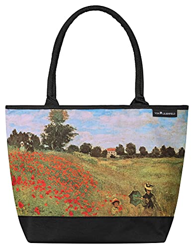 VON LILIENFELD Handtasche Damen Kunst Motiv Claude Monet Mohnblumenfeld Shopper Maße L42 x H30 x T15 cm Strandtasche Henkeltasche Büro von VON LILIENFELD