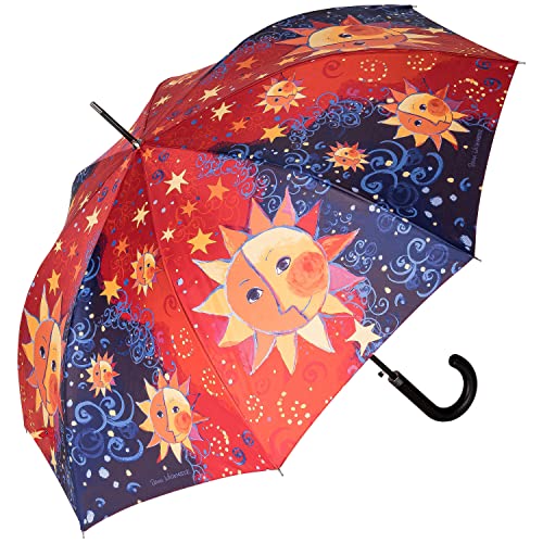 VON LILIENFELD Regenschirm Auf-Automatik Rosina Wachtmeister: Sole Stabil Bunt Sonne Mond Sterne Stockschirm Kunst von VON LILIENFELD