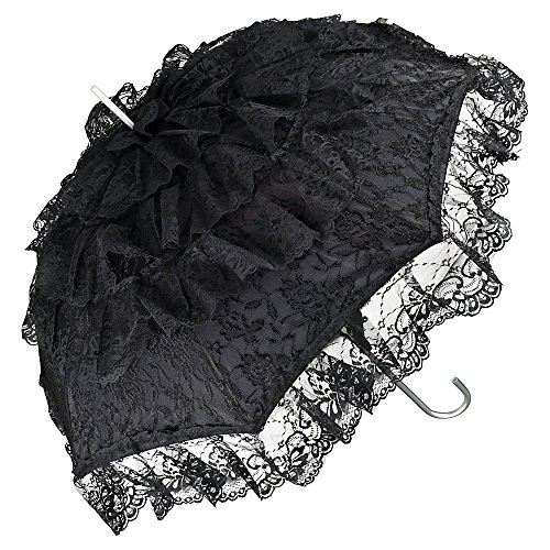 VON LILIENFELD Regenschirm Damen Sonnenschirm Brautschirm Hochzeitsschirm Melissa schwarz Rüschen von VON LILIENFELD