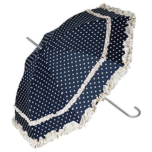 VON LILIENFELD Regenschirm Sonnenschirm Brautschirm Hochzeitsschirm Kostüm Tracht Auf-Automatik Mary Polkadots blau von VON LILIENFELD