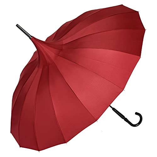 VON LILIENFELD Regenschirm Sonnenschirm Stabil Stockschirm Pagode Charlotte Bordeaux Burgunder von VON LILIENFELD
