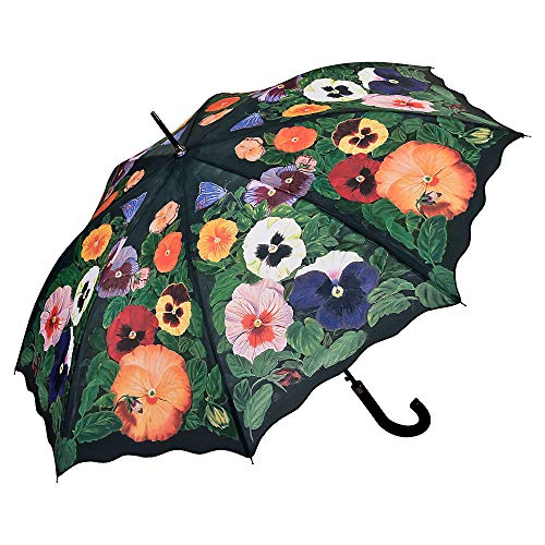 VON LILIENFELD Regenschirm Stiefmütterchen Auf-Automatik Damen Stockschirm Stabil Blumen von VON LILIENFELD