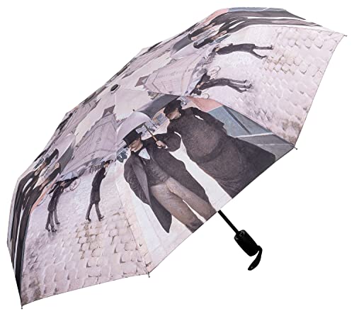 VON LILIENFELD Regenschirm Taschenschirm Gustave Caillebotte: Paris im Regen Windfest Auf-Zu-Automatik Stabil Leicht Kompakt Kunst von VON LILIENFELD