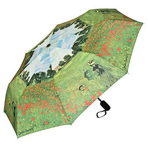 VON LILIENFELD Taschenschirm Regenschirm Claude Monet: Mohnblumenfeld Windfest Auf-Zu-Automatik Stabil Leicht Kompakt Kunst von VON LILIENFELD