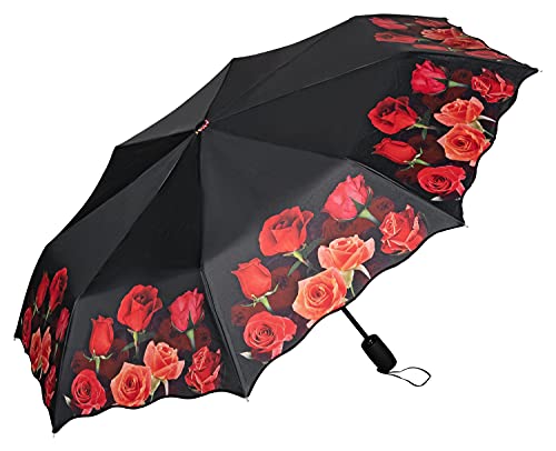 VON LILIENFELD Regenschirm Taschenschirm Rosen Bouquet Windfest Auf-Zu-Automatik Floral Blüten Blumen Stabil Leicht Kompakt von VON LILIENFELD
