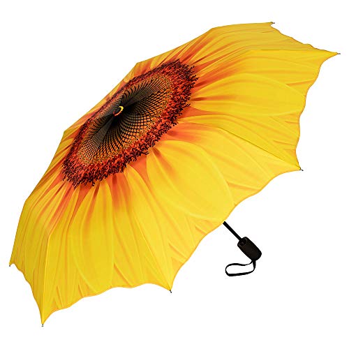 VON LILIENFELD Regenschirm Taschenschirm Blüte Sonnenblume Windfest Auf-Zu-Automatik Stabil Leicht Kompakt von VON LILIENFELD