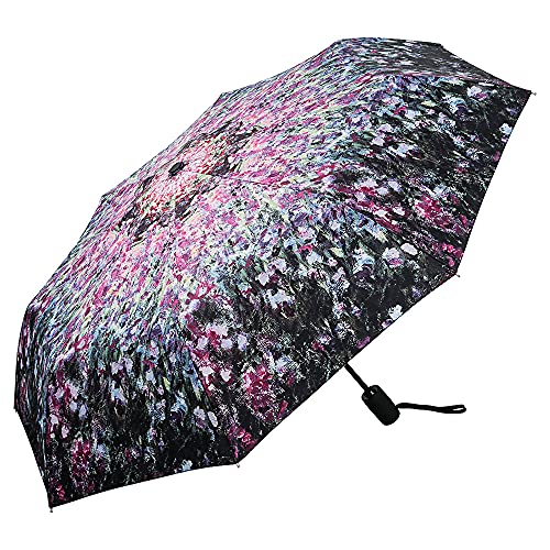 VON LILIENFELD Regenschirm Taschenschirm Claude Monet: Der Garten Windfest Auf-Zu-Automatik Stabil Leicht Kompakt Kunst Blumen von VON LILIENFELD