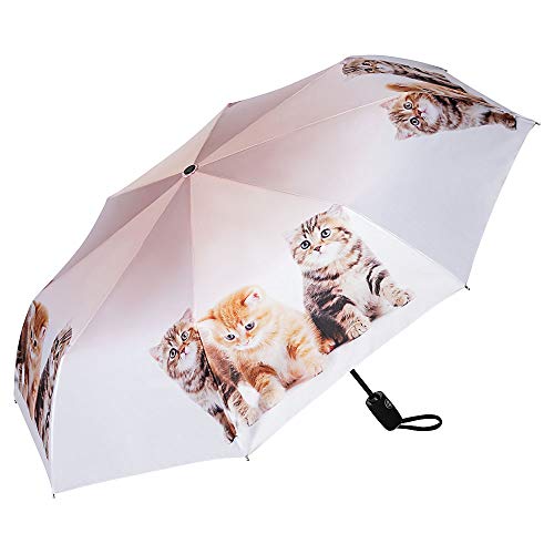 VON LILIENFELD Regenschirm Taschenschirm Katzen Trio Windfest Auf-Zu-Automatik Kätzchen Kinderschirm Stabil Leicht Kompakt von VON LILIENFELD