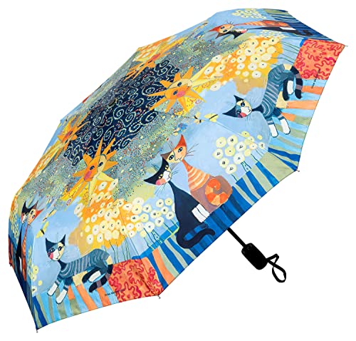 VON LILIENFELD Regenschirm Taschenschirm Rosina Wachtmeister: Dolce Vita Auf-und-Zu-Automatik Leicht Stabil Kompakt Kunst Katzen von VON LILIENFELD