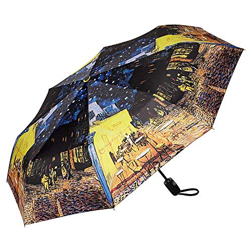 VON LILIENFELD Taschenschirm Regenschirm Vincent van Gogh: Nachtcafé Windfest Auf-Zu-Automatik Stabil Leicht Kompakt Kunst von VON LILIENFELD