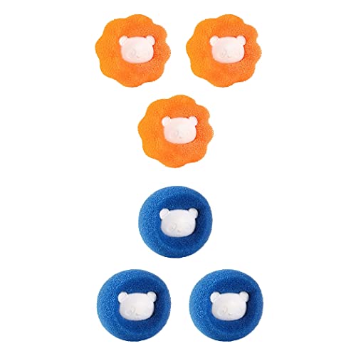 Waschmaschine Haarfänger Wäsche Haarkugeln Wiederverwendbarer Haarentferner Anti-Wicklung Wäschekugel Trockner Ball für Tücher Bettwäsche (3 blau + 3 orange) von VORAE